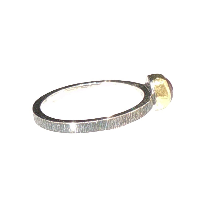 Natural Umba Garnet, Mixed Metal Stacking Ring