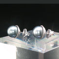 Fancy Silver Tahitian Pearl Stud Earrings