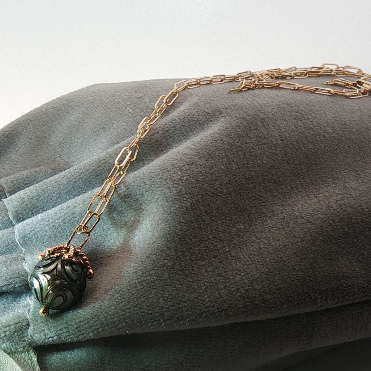 Midnight Magic Carved Tahitian Pearl Pendant in 14K Gold