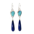 Sterling Silver Lapis & Golden Hills Turquoise Teardrop Dangles
