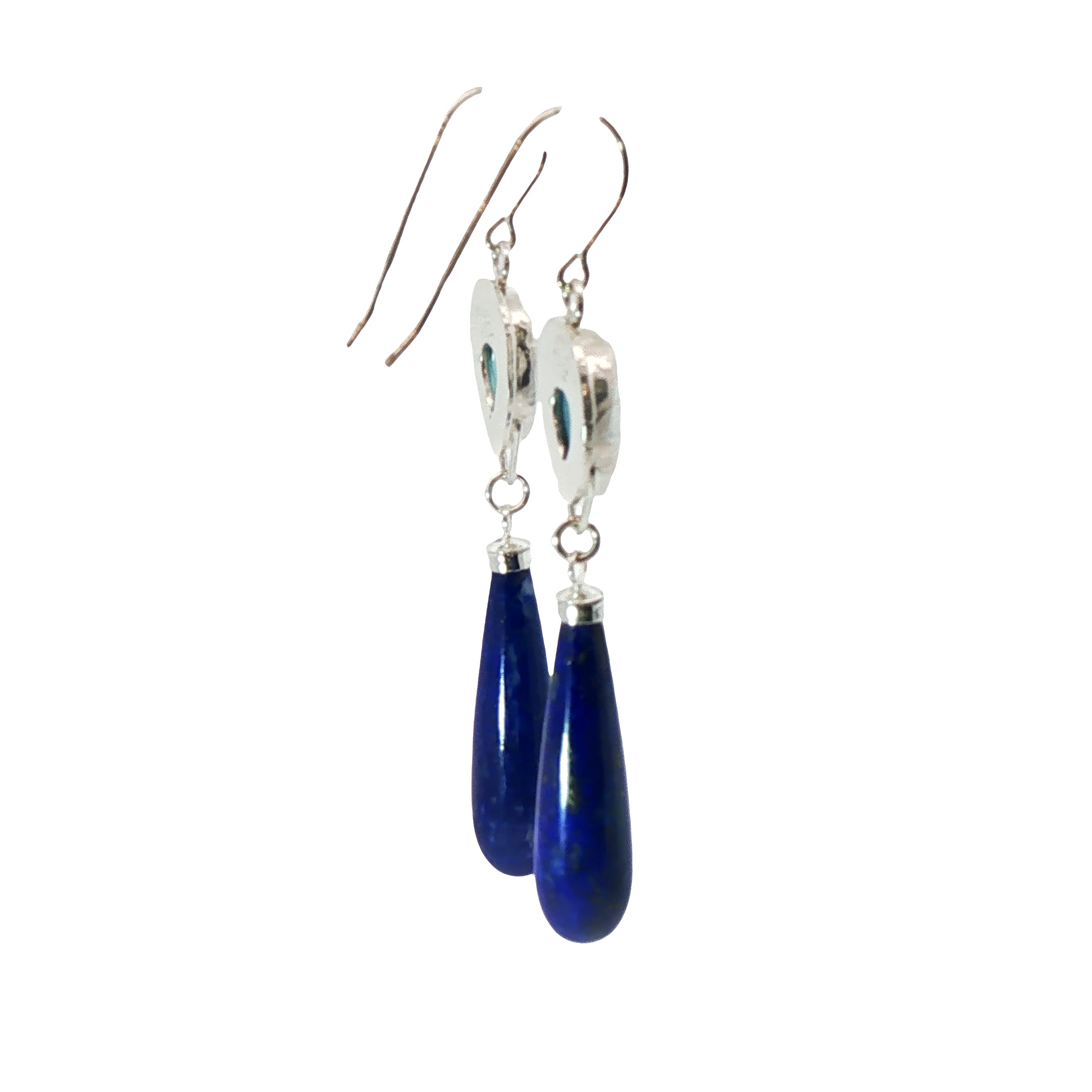 Sterling Silver Lapis & Golden Hills Turquoise Teardrop Dangles