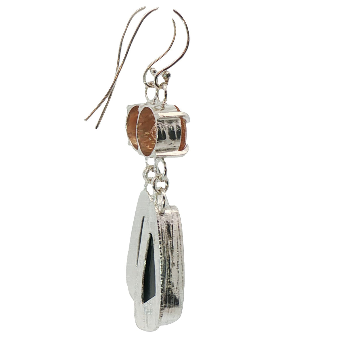 Midnight Luminescence:  Rutilated Quartz/Black Jade Dangle Earrings