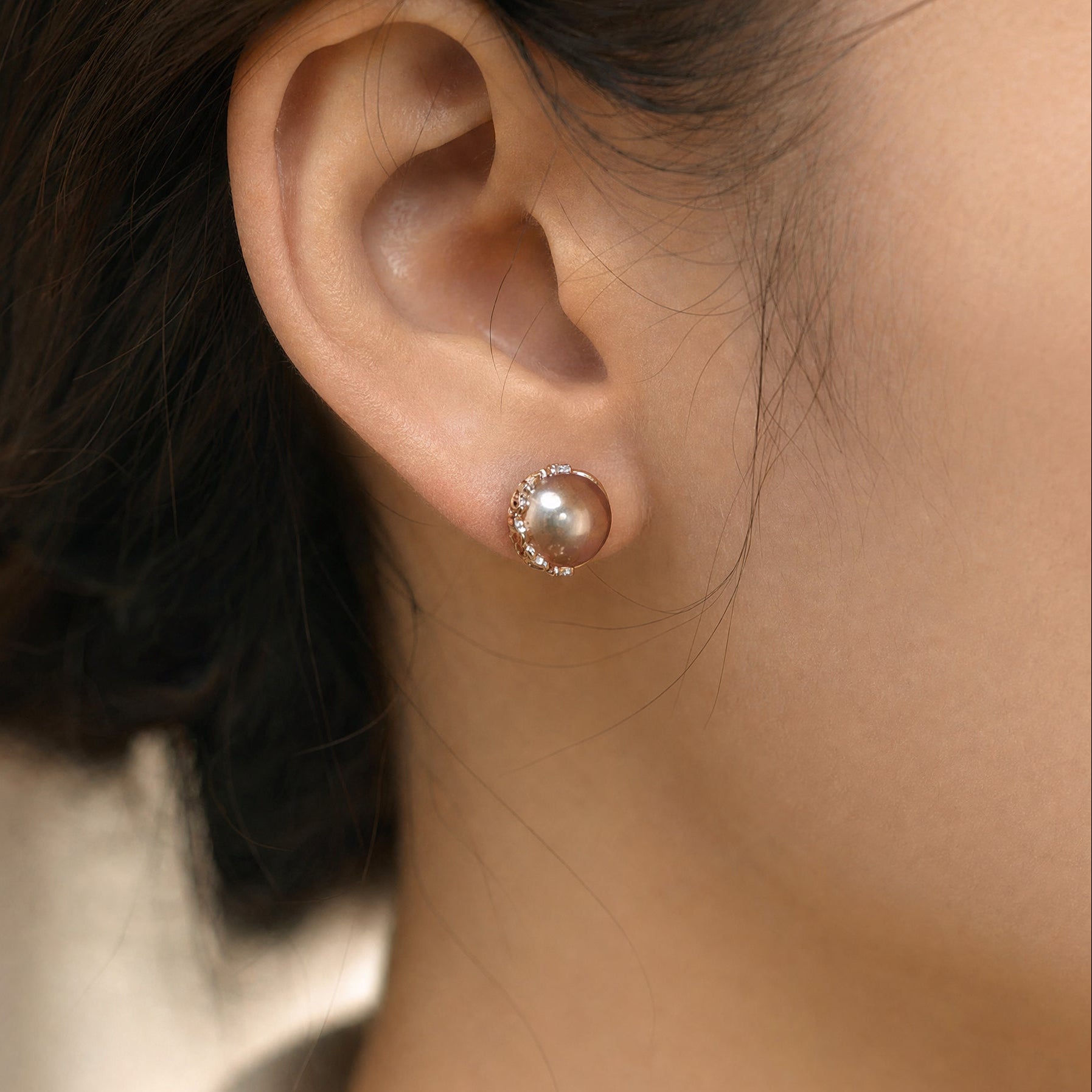 Lustrous Peach Edison Pearl Studs