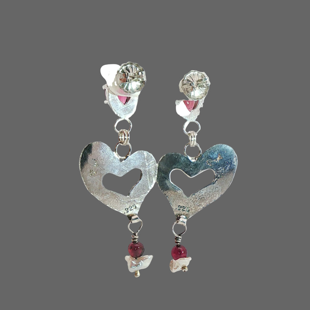 Garnet Whimsical Heart Earring Dangles