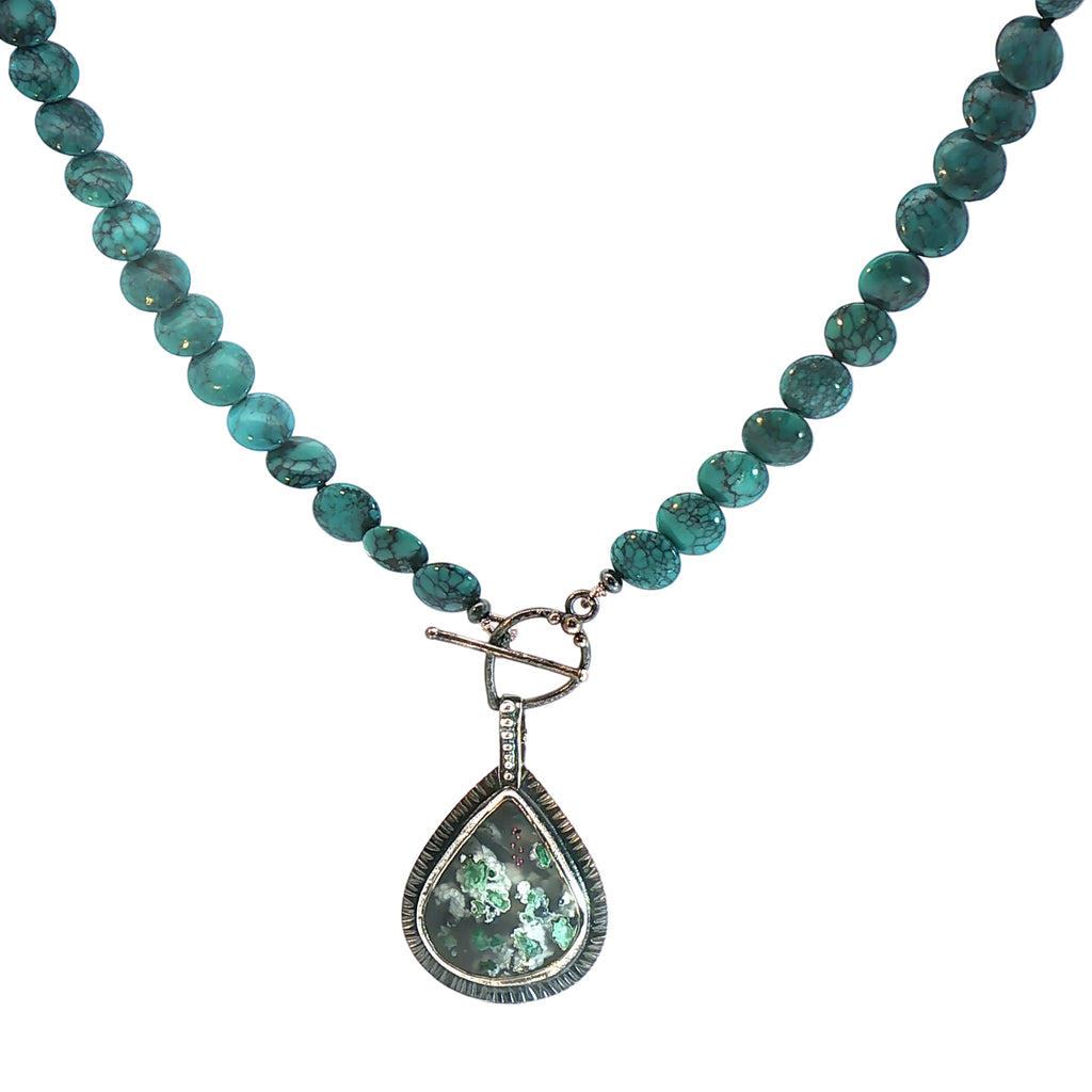 Obi Island Treasure: Rare Confetti Chrysocolla and Yungai Turquoise 3-in-1 Pendant Necklace
