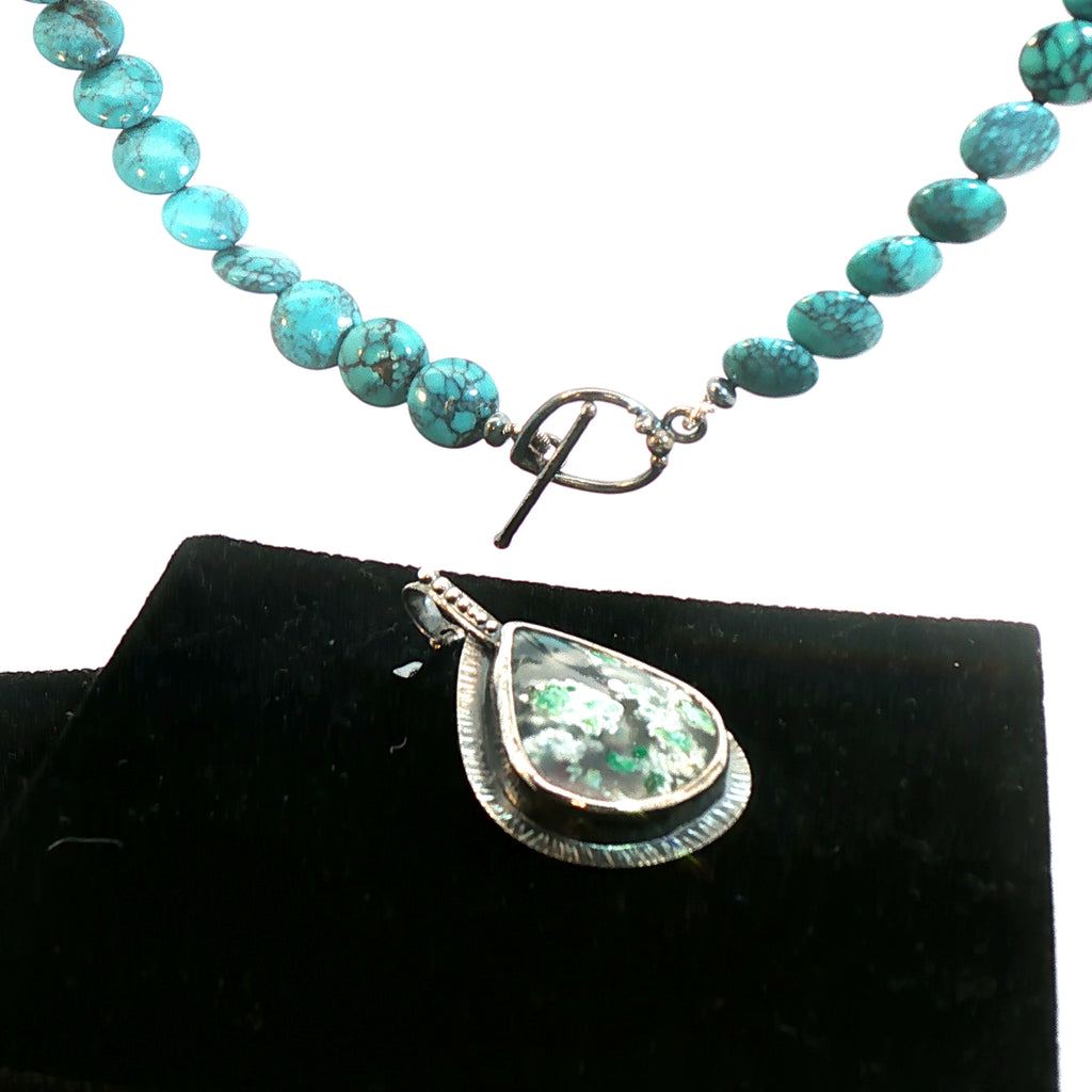 Obi Island Treasure: Rare Confetti Chrysocolla and Yungai Turquoise 3-in-1 Pendant Necklace