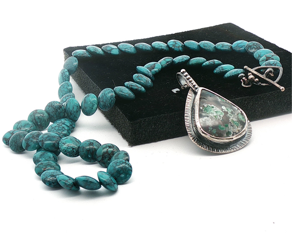 Obi Island Treasure: Rare Confetti Chrysocolla and Yungai Turquoise 3-in-1 Pendant Necklace