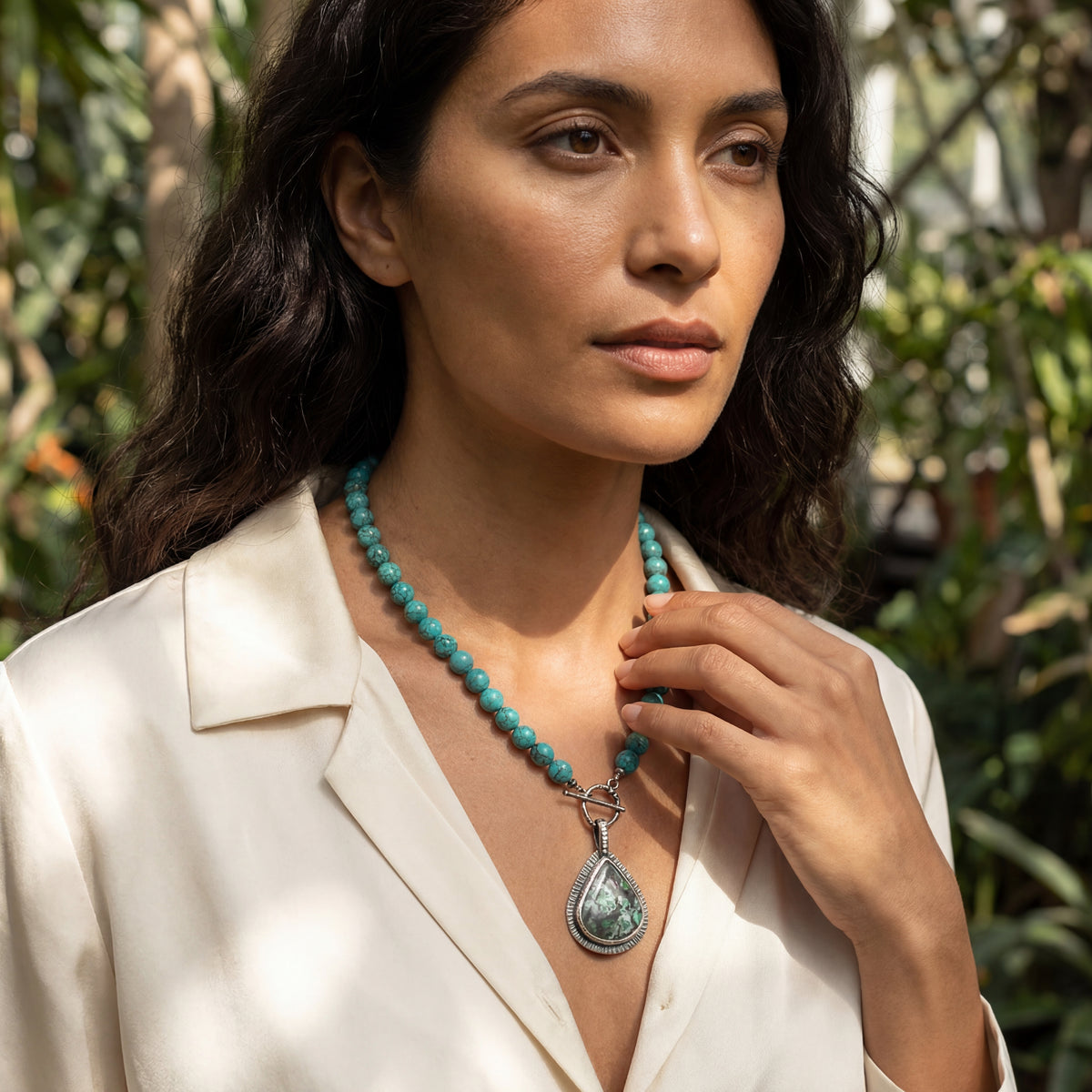 Obi Island Treasure: Rare Confetti Chrysocolla and Yungai Turquoise 3-in-1 Pendant Necklace