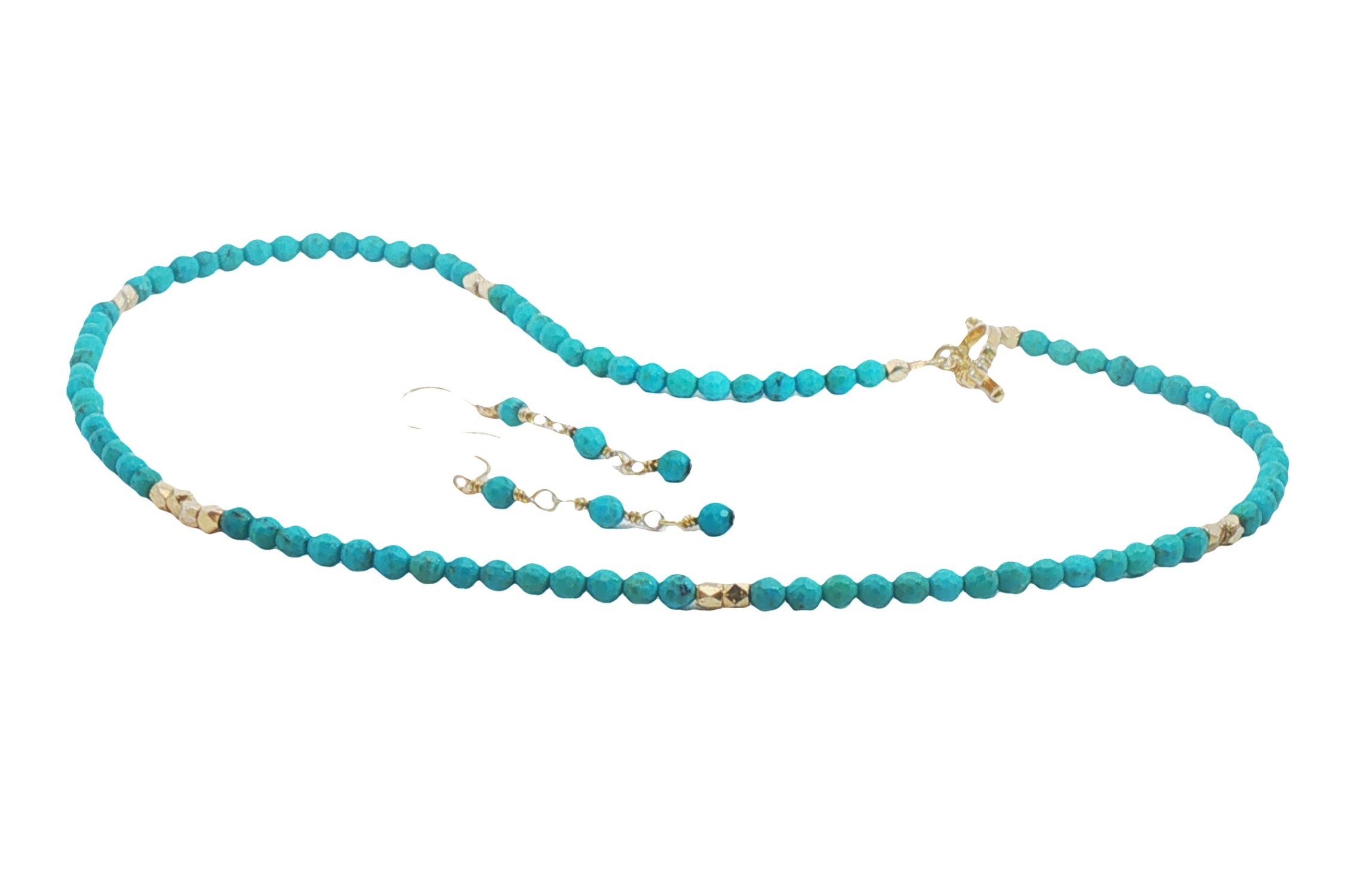 Kingman Turquoise Gold Tiered Earrings