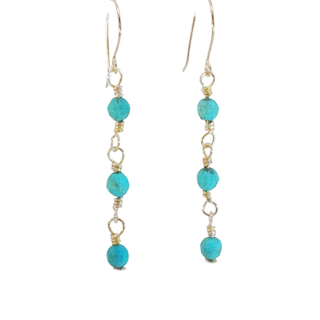 Kingman Turquoise Gold Tiered Earrings