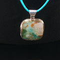 Sleeping Beauty Turquoise Beads and Opal Wood Gold/Silver Pendant