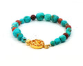 Turquoise, Fire Opal Bracelet, Gold Clasp