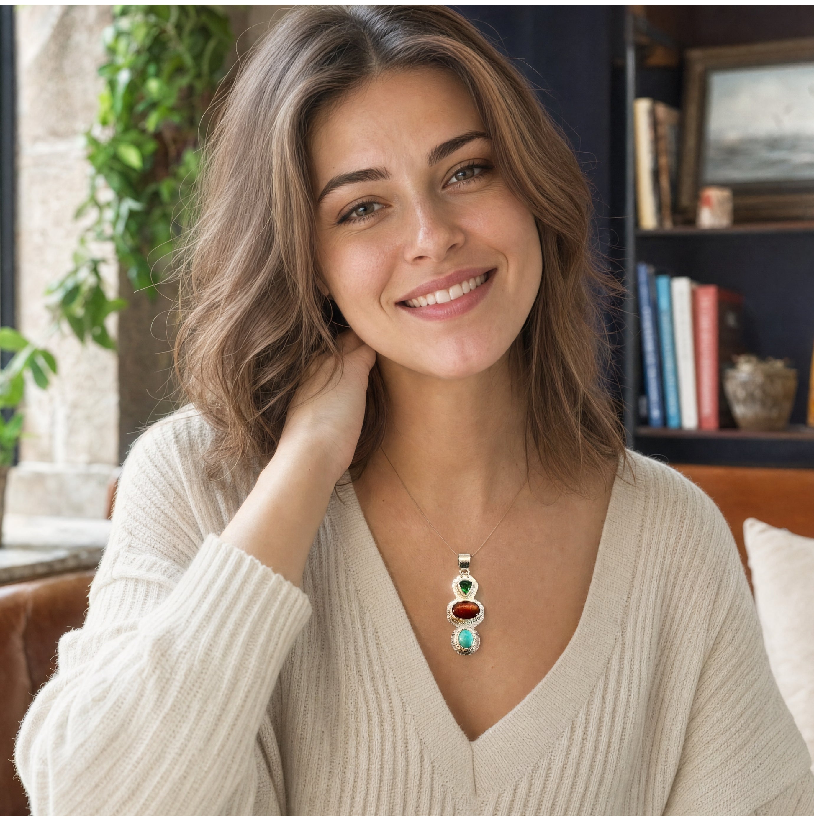 Earthy Yungai Turquoise Pendant Necklace