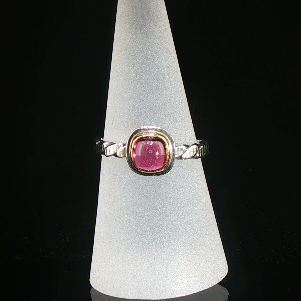 Umba Garnet Mixed Metal Stacking Ring