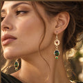 Handmade 14KGold Canadian Ammolite Drop Earrings with Golden Zircon and Tsavorite