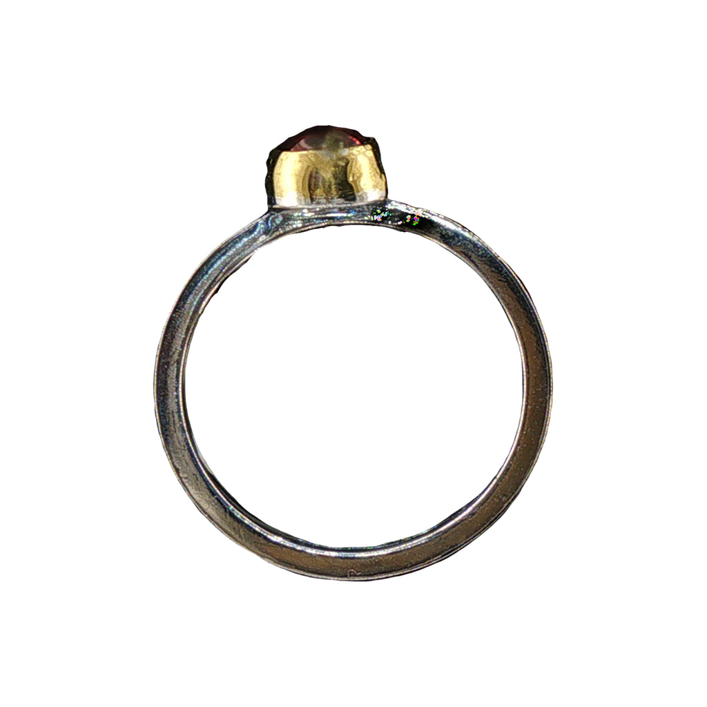 Natural Umba Garnet, Mixed Metal Stacking Ring