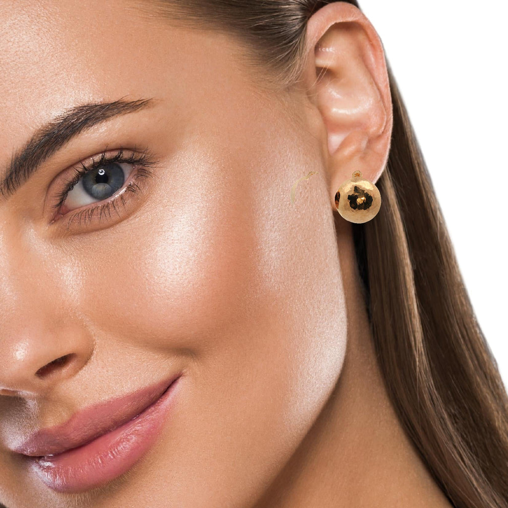 Hammered Golden Disc Earrings