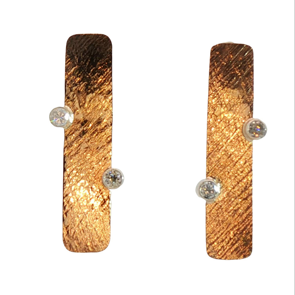 Linear Gold and Diamond Earrings