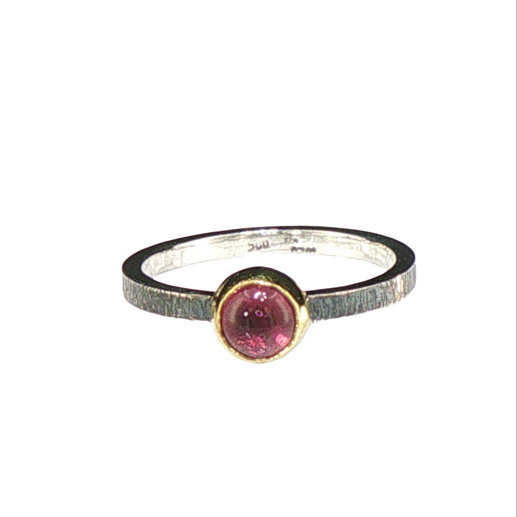Natural Umba Garnet, Mixed Metal Stacking Ring