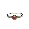 Natural Umba Garnet, Mixed Metal Stacking Ring