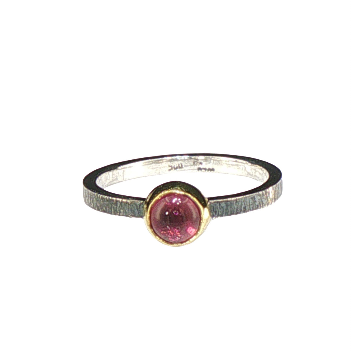 Natural Umba Garnet, Mixed Metal Stacking Ring