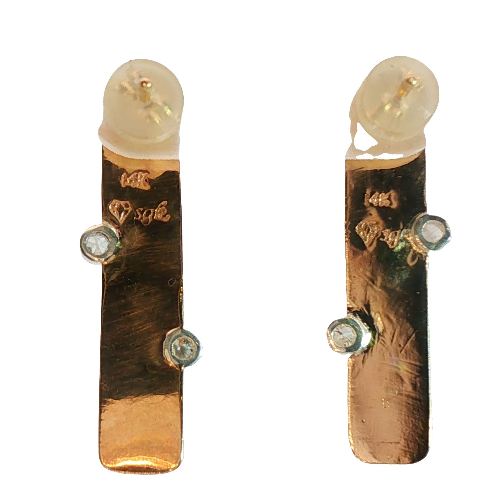 Linear Gold and Diamond Earrings