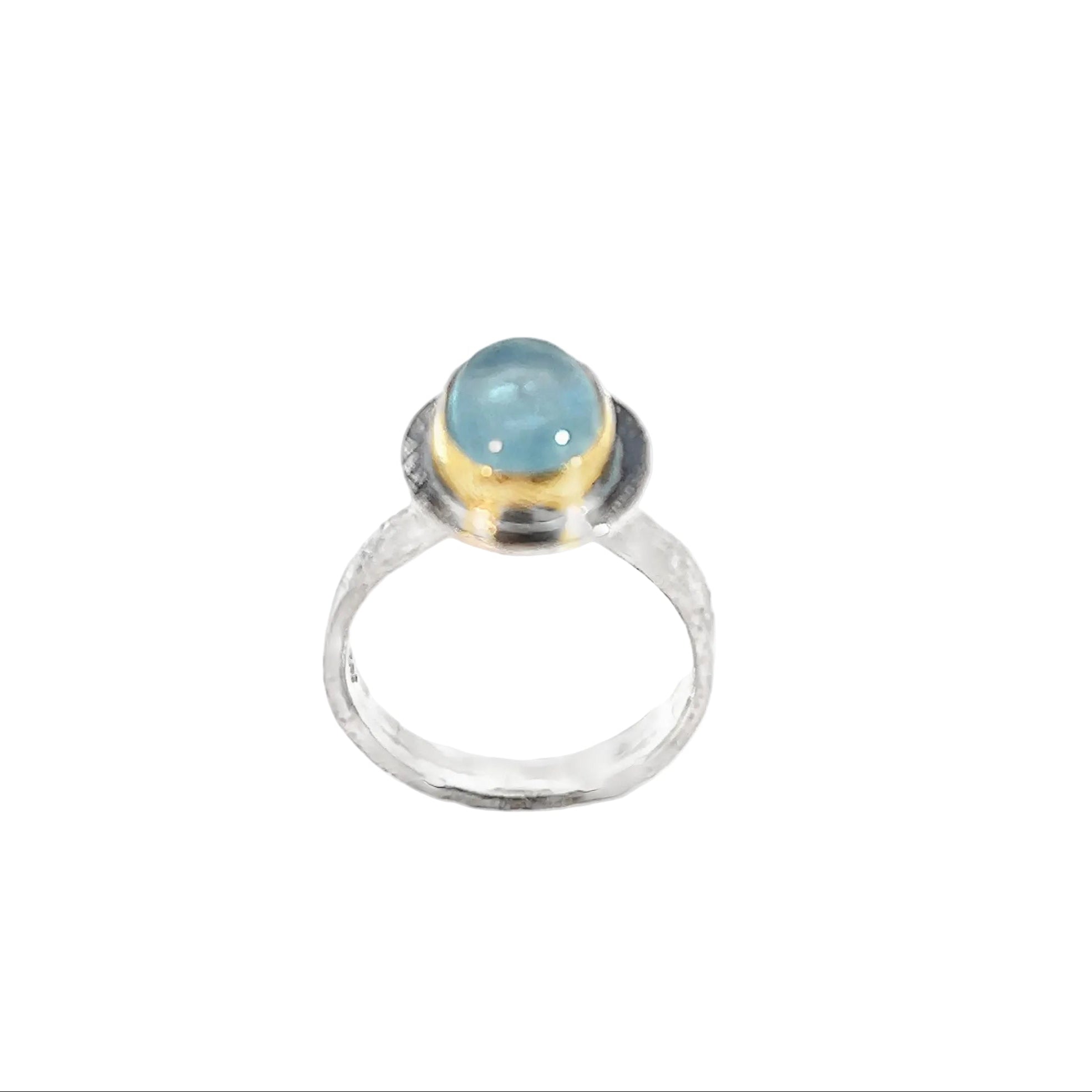 Celestial Horizon Oval Aquamarine & Mixed Metal Ring