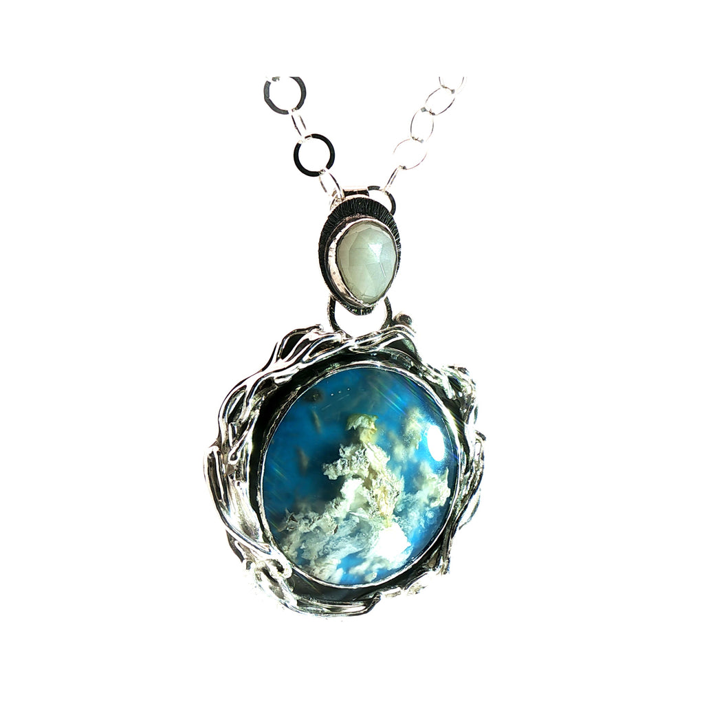 Celestial Dreams  Agate and Moonstone Pendant