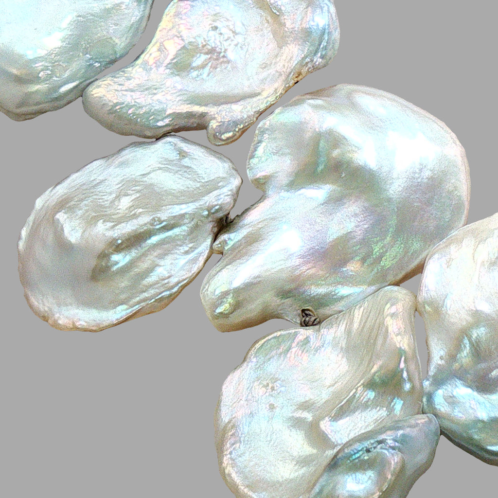 Enchanting Keshi Pearl Necklace with Handmade Sterling Oyster Clasp
