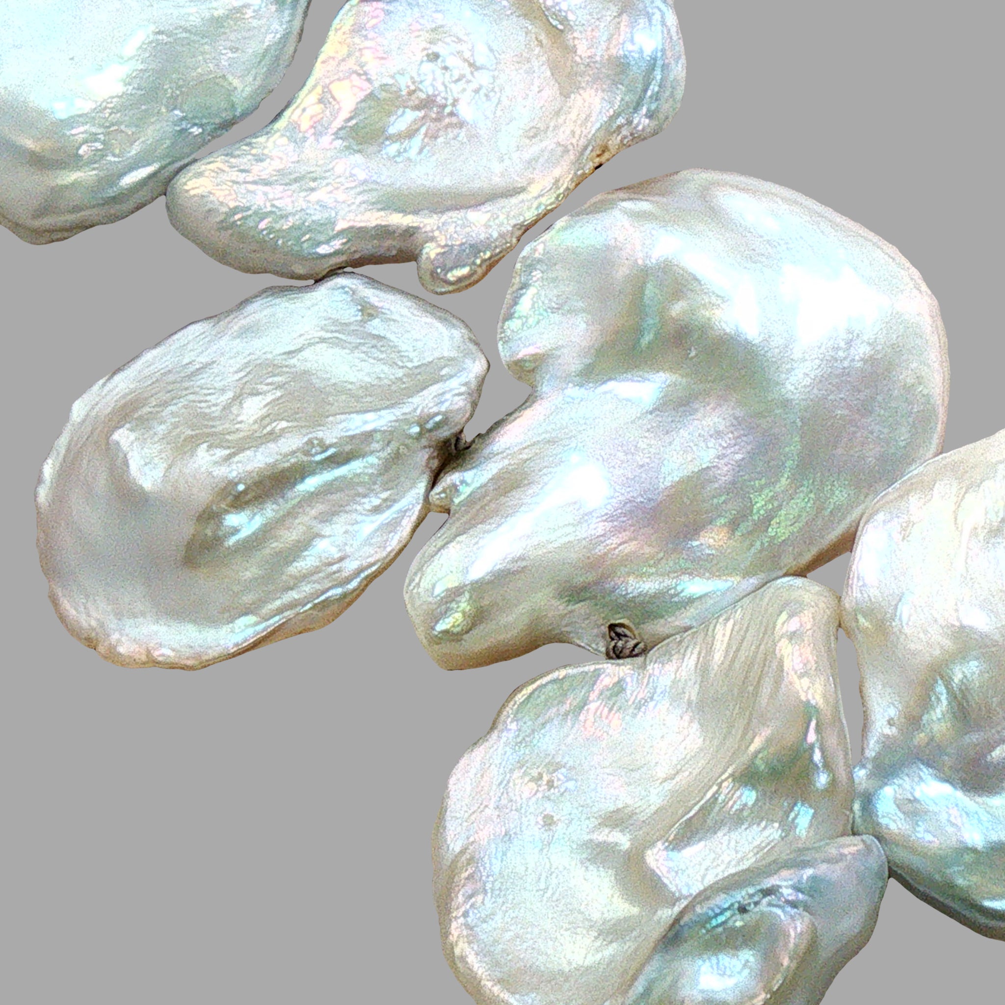 Enchanting Keshi Pearl Necklace with Handmade Sterling Oyster Clasp