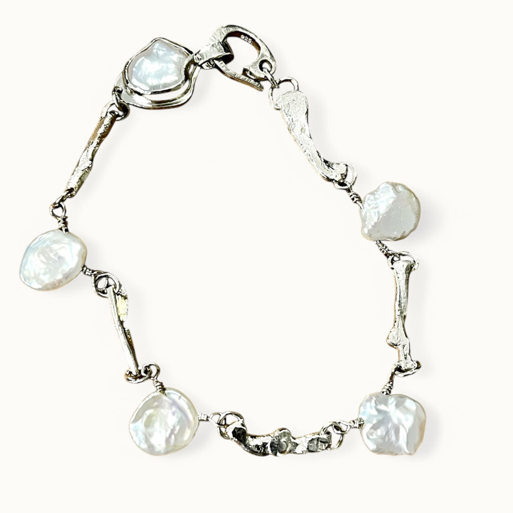 Organic Sterling Keshi Pearl Bracelet