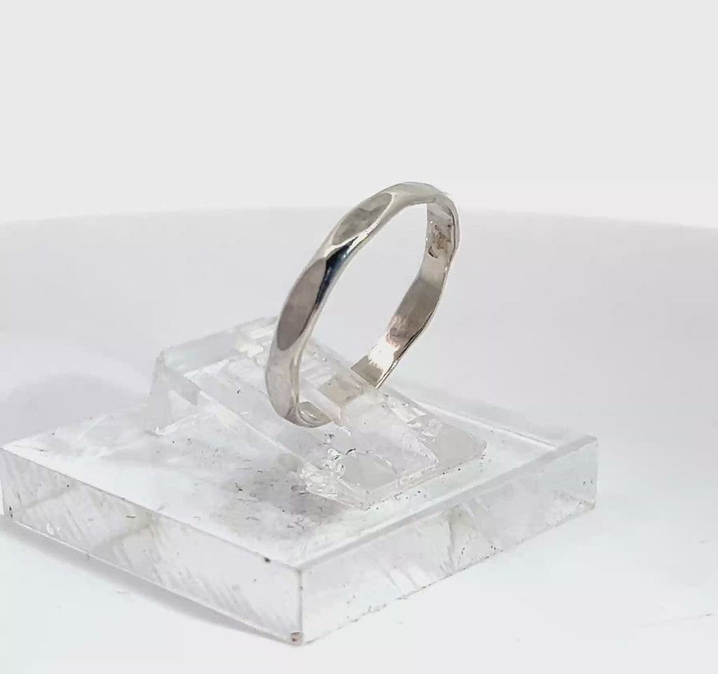 Slim Hammer-Faceted Sterling Band Ring