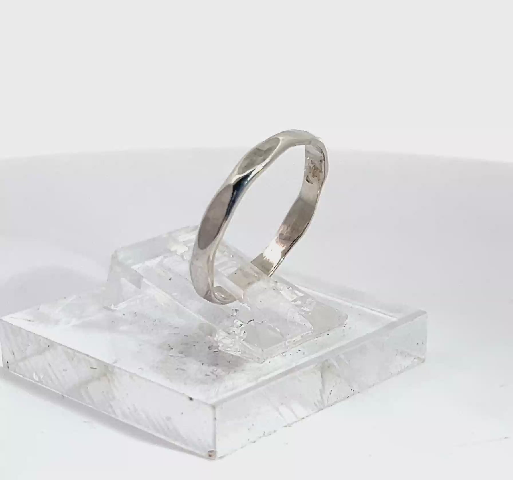 Slim Hammer-Faceted Sterling Band Ring