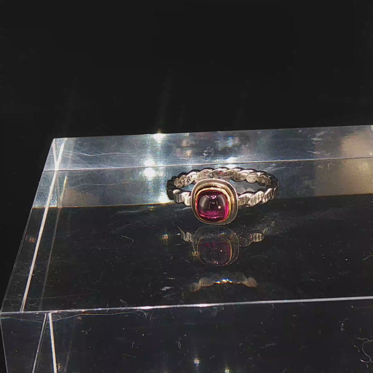 Umba Garnet Mixed Metal Stacking Ring