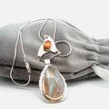 Contemporary Botswana Agate & Fossiled Ammolite,Mixed Metal Pendant