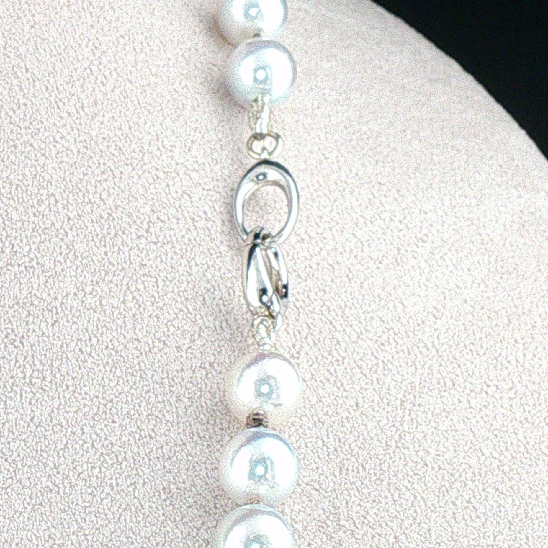 Rare Akoya Silver-Blue Pearls/ 18K White Gold Clasp