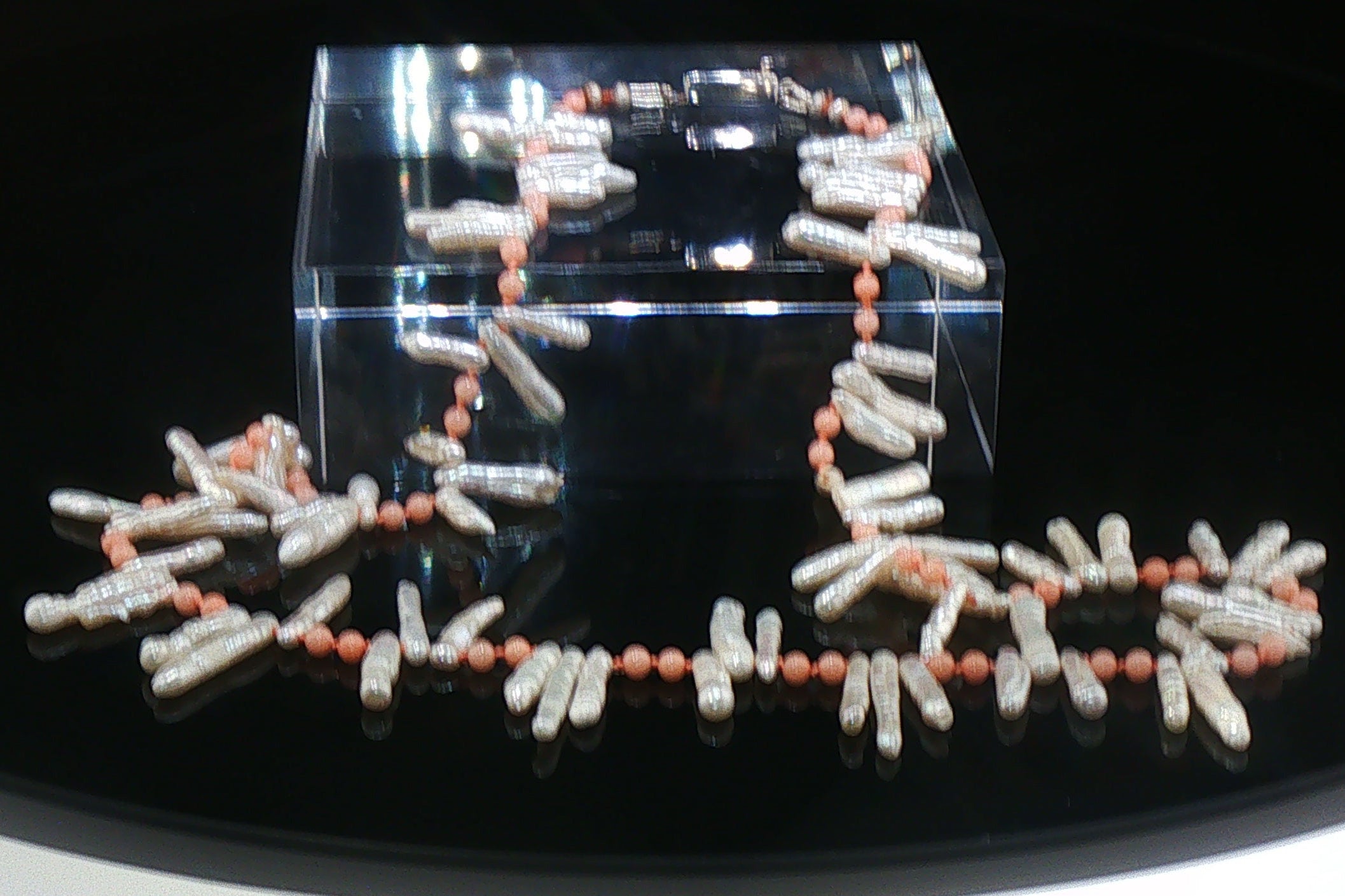 Dainty Biwa Pearl and Natural Pink Coral Necklace