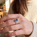 Royal Blue Kyanite Ring in Hammered Argentium Silver