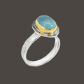Celestial Horizon Oval Aquamarine & Mixed Metal Ring