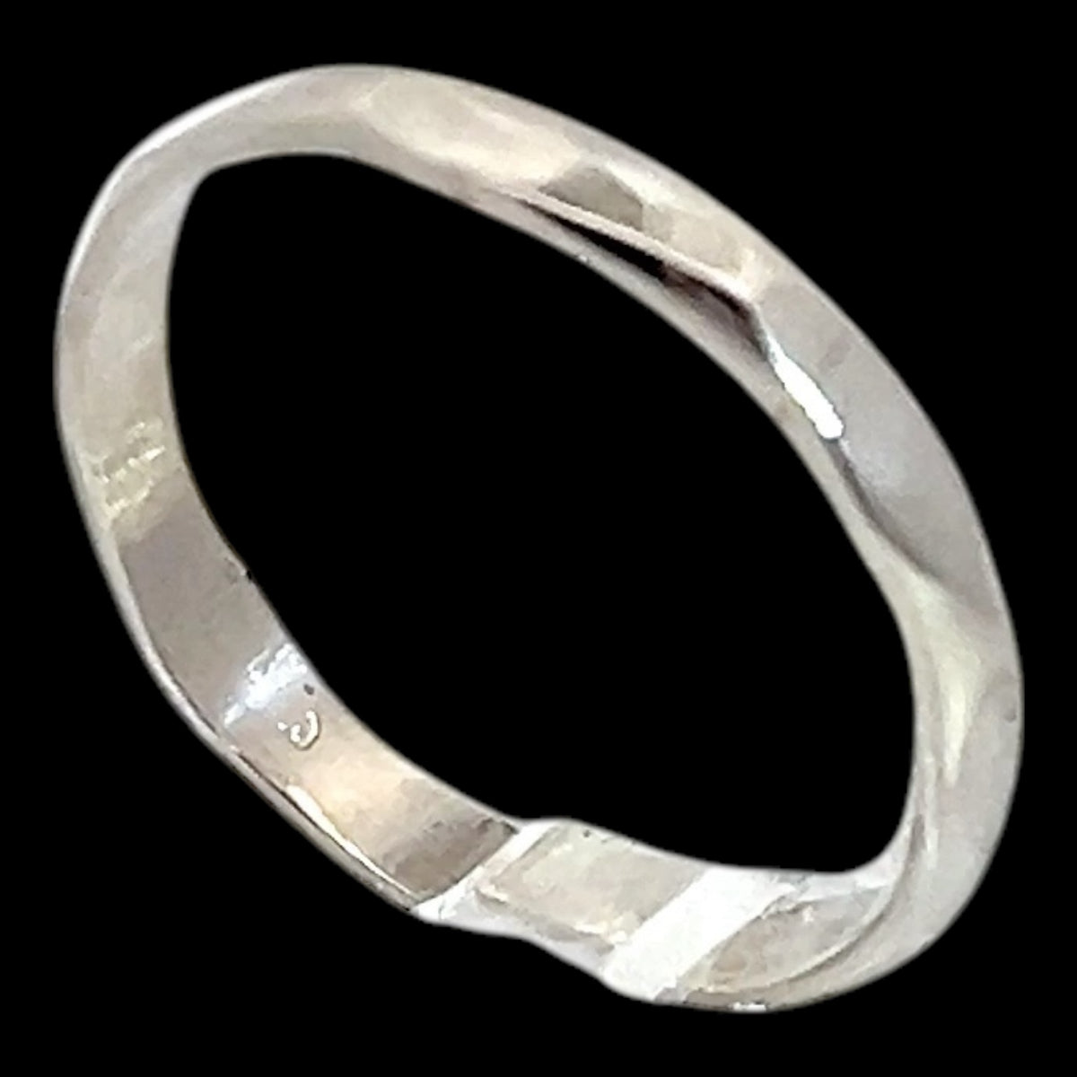 Slim Hammer-Faceted Sterling Band Ring