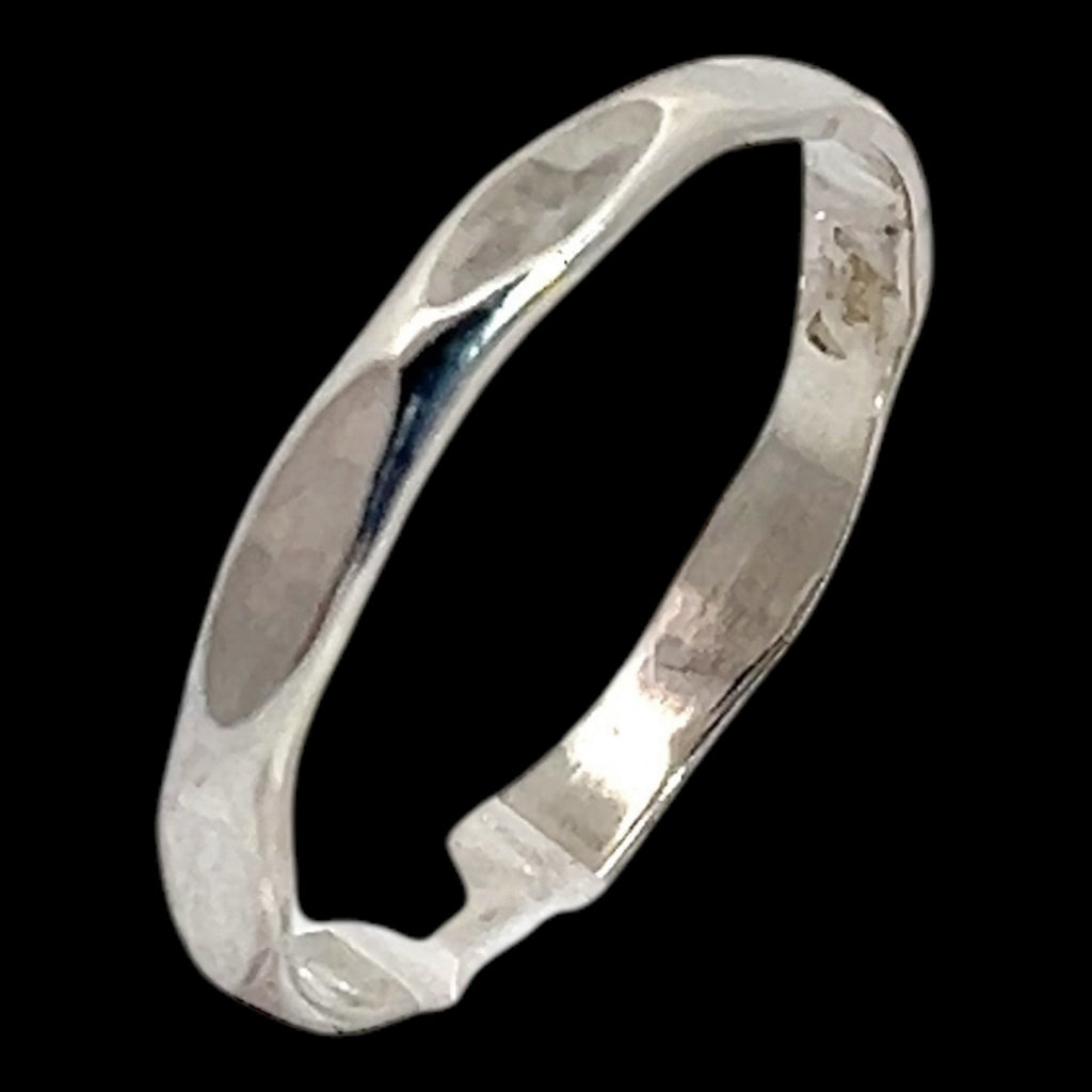 Slim Hammer-Faceted Sterling Band Ring