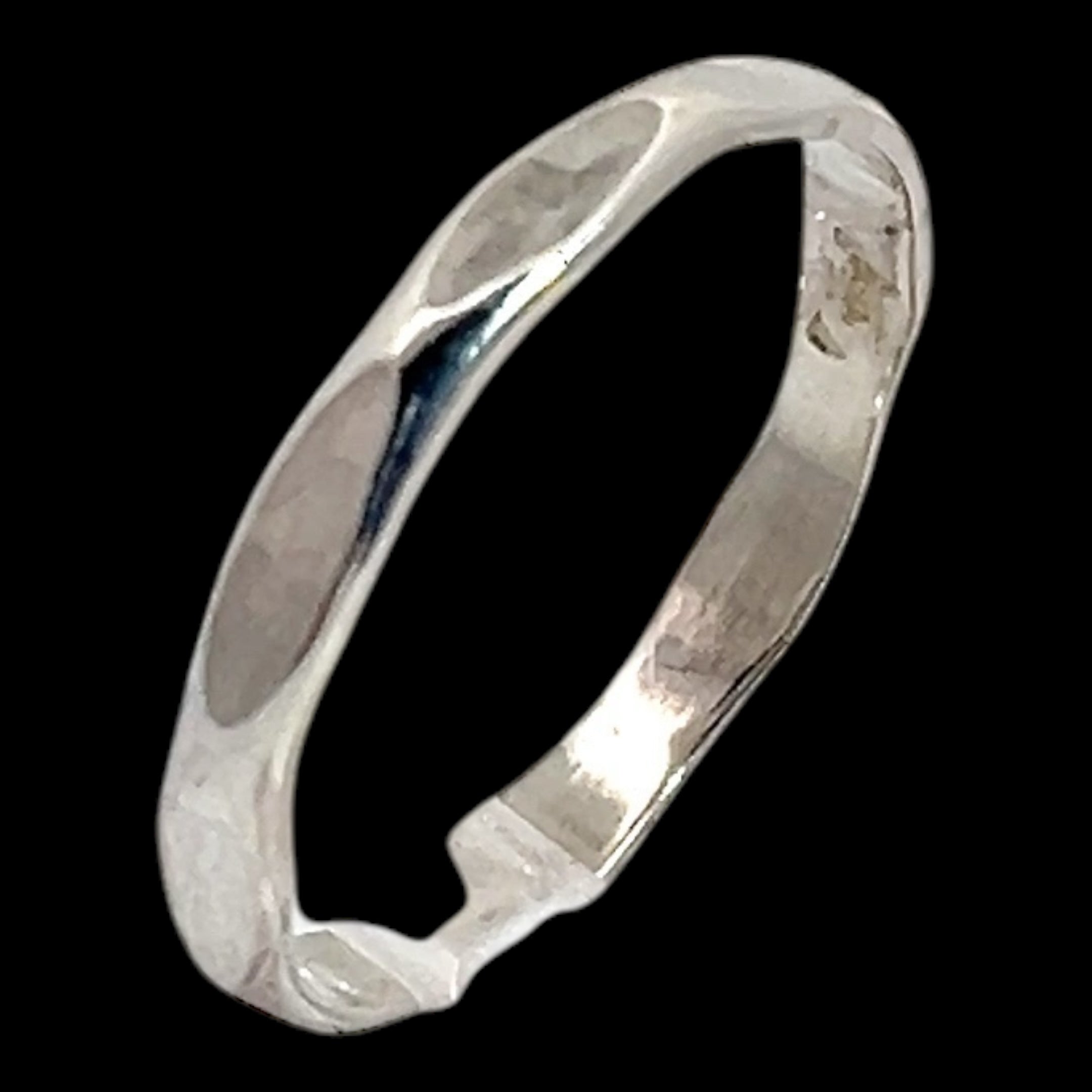 Slim Hammer-Faceted Sterling Band Ring