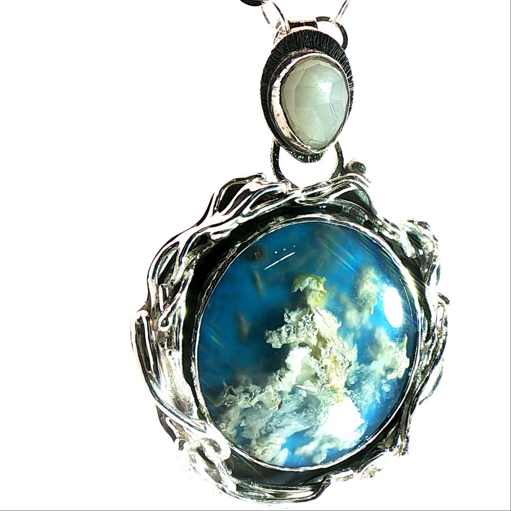 Celestial Dreams  Agate and Moonstone Pendant