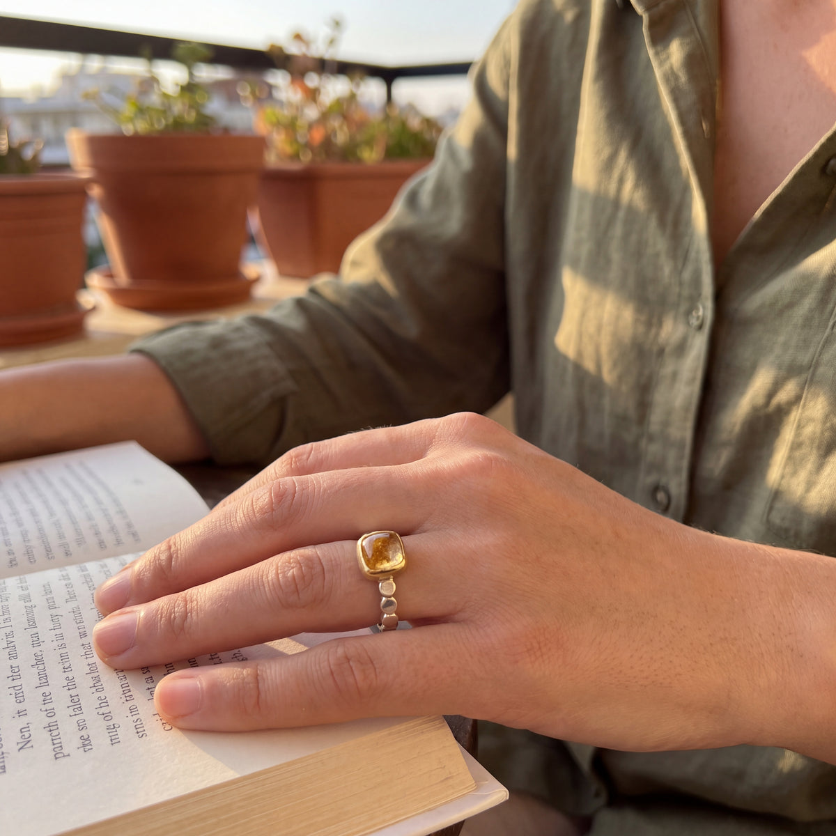 Singular Golden Imperial Topaz Ring