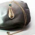 Rare Royston Ribbon Turquoise & Grandidierite Gold Pendant Necklace