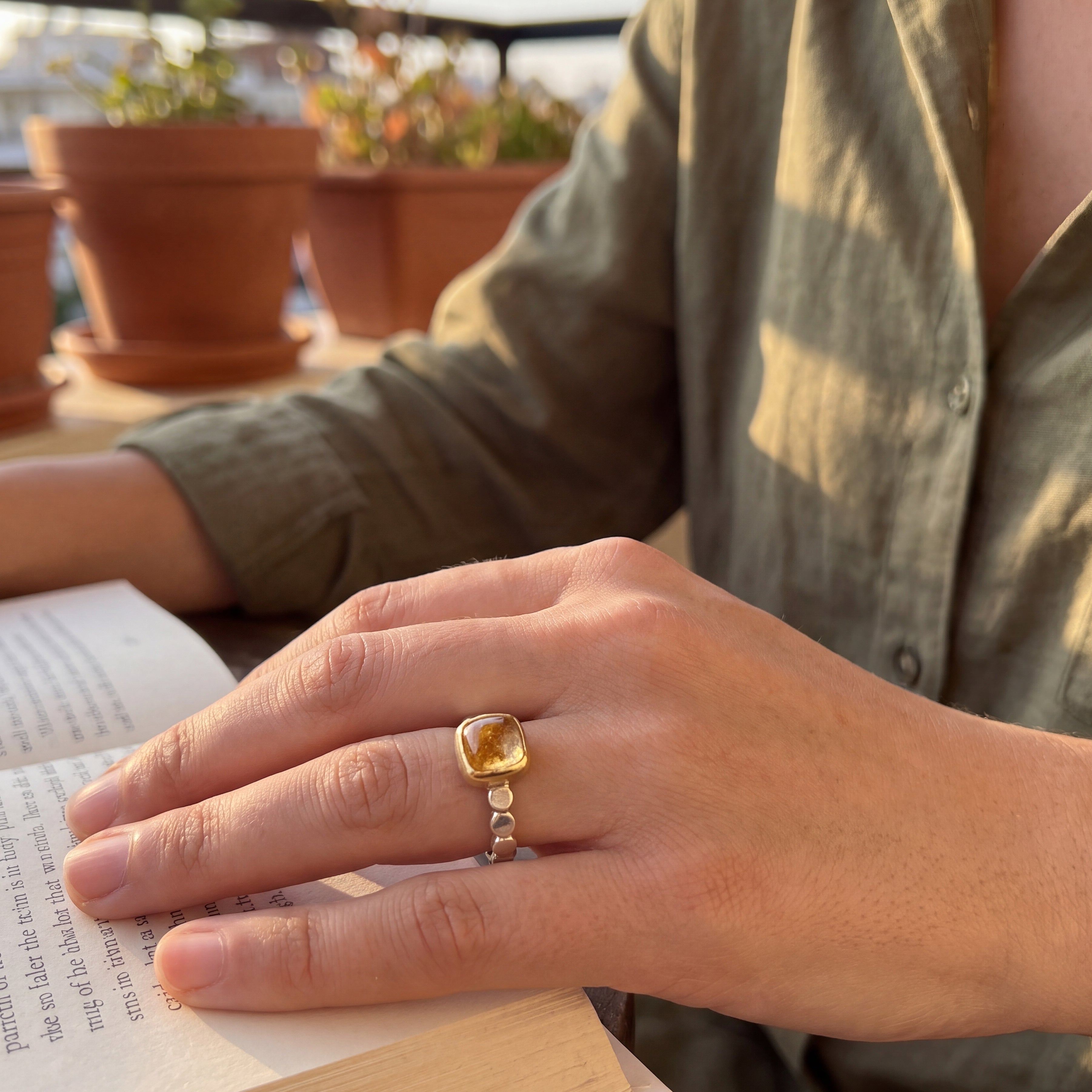 Singular Golden Imperial Topaz Ring