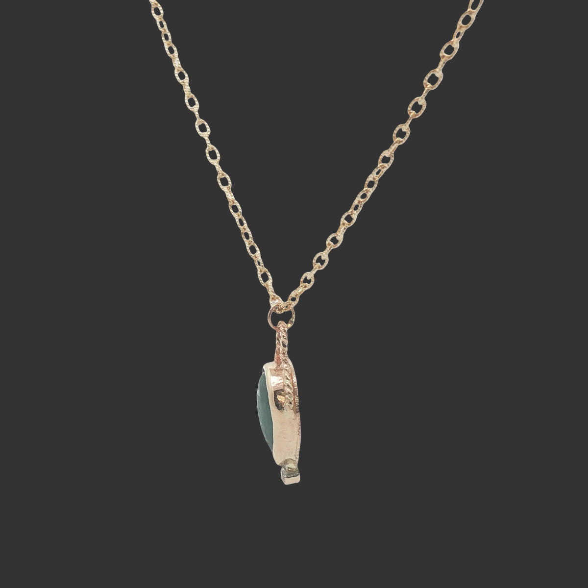 14K Gold Natural Emerald and Diamond Pear Pendant
