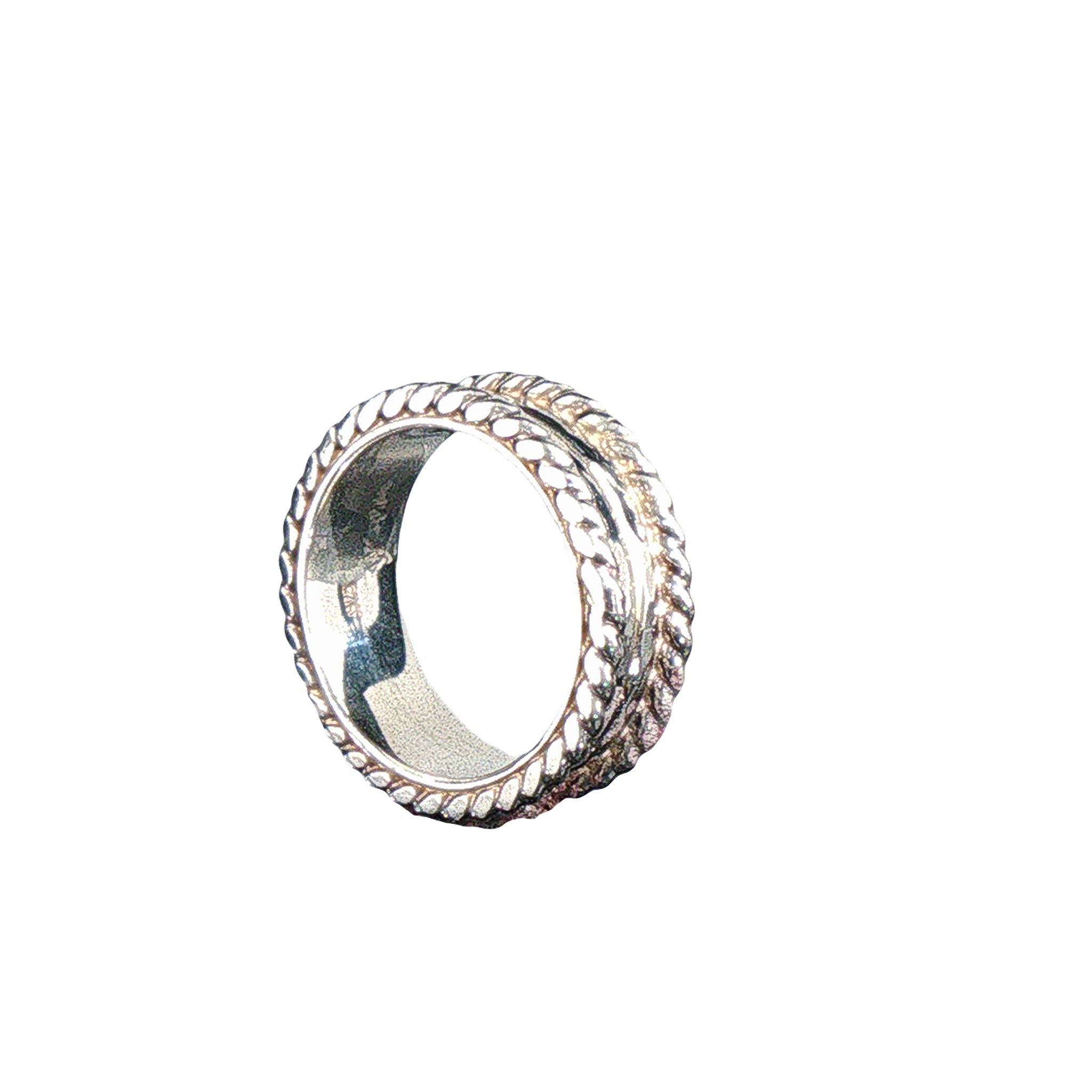 Twisted Border Textured Sterling Silver Band